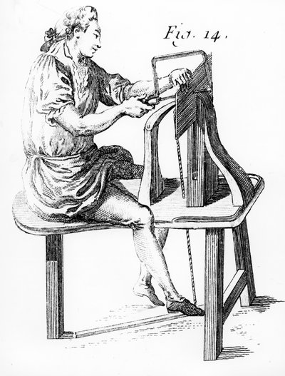 Charpentier faisant de la dentelle - French School